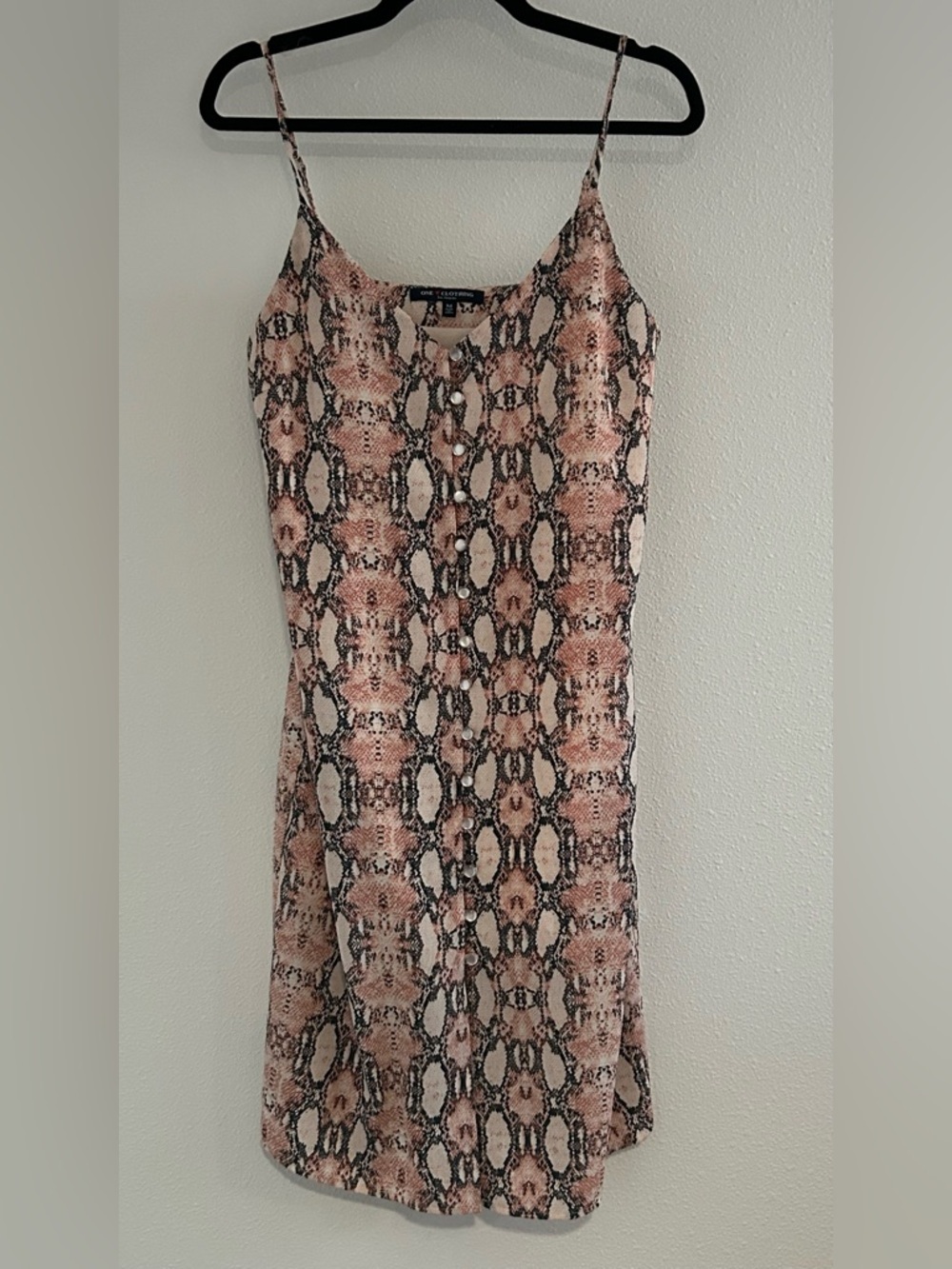 one clothing Pink & Black Snake-Print Slip Dress